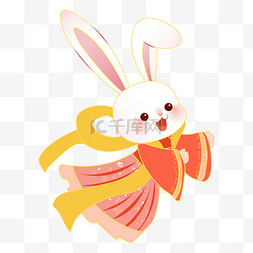 中式兔子图片_手绘国潮兔子