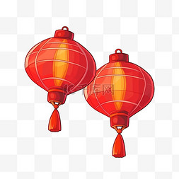 中式插画图片_中国风国潮喜庆节日红色灯笼元素