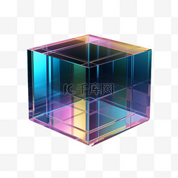 立方体正方体透明玻璃免扣元素装