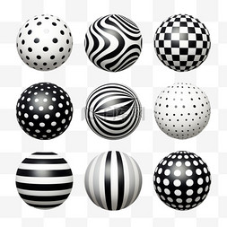 球体几何图片_花纹黑白球体形状免扣元素装饰素