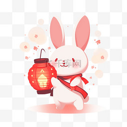 拿着灯笼的小人图片_手绘中秋节兔子灯笼卡通元素