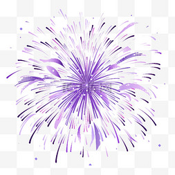 紫色烟花背景图片_国庆节紫色绽放烟花元素手绘免抠