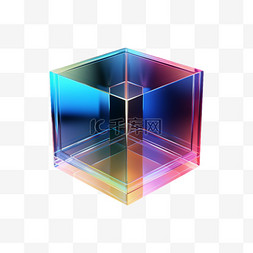 立方体正方体透明彩虹玻璃免扣元