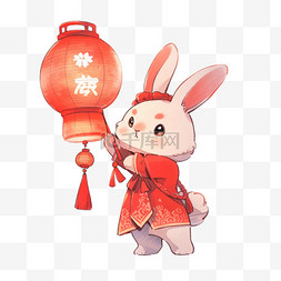中秋节兔子灯笼免抠元素卡通手绘