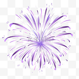 手绘国庆节免抠紫色绽放烟花元素