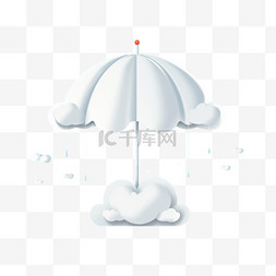 风季图片_雨季。蓝色背景上有雨滴、雨伞和
