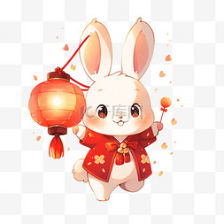 中秋节兔子灯笼元素手绘