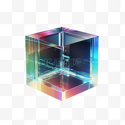 几何透明玻璃图片_立方体正方体尖锐透明玻璃免扣元