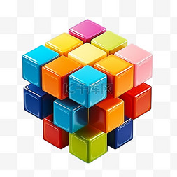 几何方块元素图片_方块数字艺术组合魔方思维免扣元