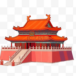 红色建筑背景图片_红色建筑手绘元素故宫