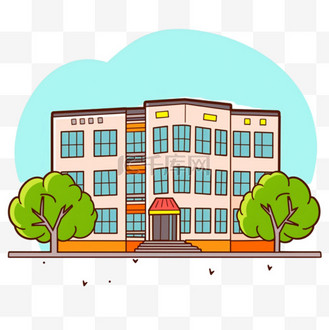 教学楼线条图片素材_简笔画元素校园建筑免抠