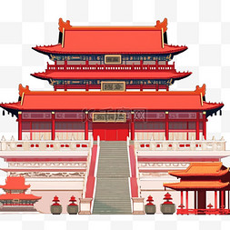 故宫免抠红色建筑元素