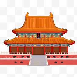 红色故宫背景图片_故宫元素红色建筑手绘