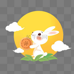 农村月圆之夜图片_中秋节中秋团圆月圆兔子