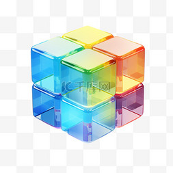 组合元素几何图片_方块彩色透明组合魔方思维免扣元