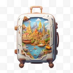 行李箱合成旅游免扣元素装饰素材