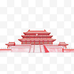 简约建筑背景图片_故宫建筑手绘工笔画元素
