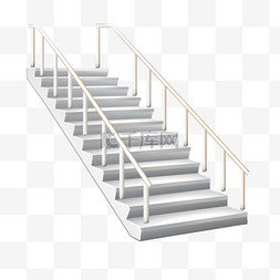 楼梯白色图片_扶手楼梯台阶白色免扣元素装饰素