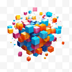 几何方块元素图片_方块散落组合魔方思维免扣元素装
