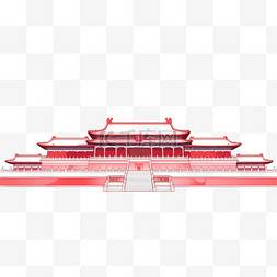 故宫背景图片_建筑红色元素故宫工笔画手绘