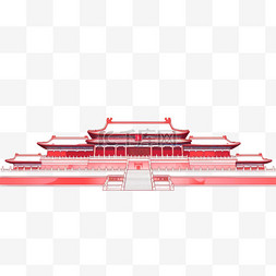 简约建筑背景图片_建筑红色元素故宫工笔画手绘