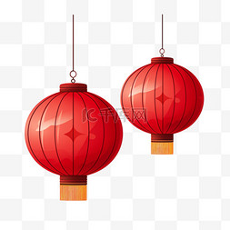 红灯笼装饰图片_圆鼓鼓的中式红灯笼春节免抠元素