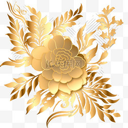 金箔剪纸花朵牡丹新年春节元素