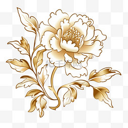 金箔剪纸花朵牡丹新年装饰元素