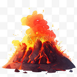 手绘火山爆发自然灾害元素