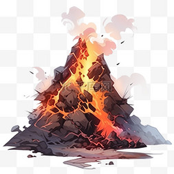爆发火山手绘自然灾害元素