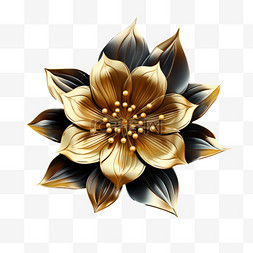 黑金光泽花朵免扣元素装饰素材