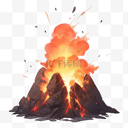 手绘元素火山爆发自然灾害