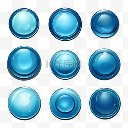 蓝色按钮透明合集免扣元素装饰素