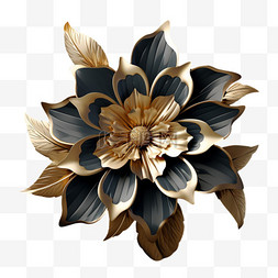 质感黑金素材图片_黑金质感花朵免扣元素装饰素材