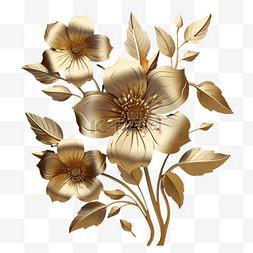 漂亮花朵图片_黑金漂亮花朵免扣元素装饰素材