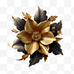 高级花朵图片_黑金高级花朵免扣元素装饰素材