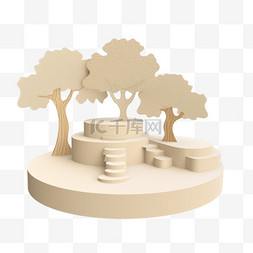 树形背景图片_舞台装饰与树形三维基座自然场景