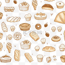 食品集合图片_面包店的涂鸦背景