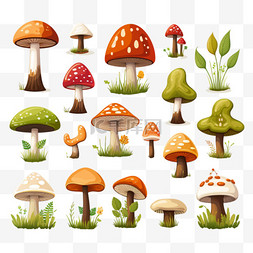 新鲜薰衣草图片_森林蘑菇图标集