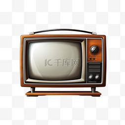 复古电视图片_向量老式真实感黑白CRT电视