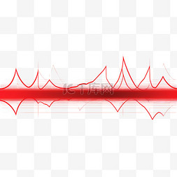 心跳线条图标图片_两条红色和字形的心电图线