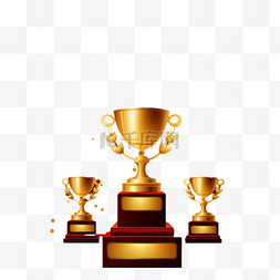 颁奖横幅图片_舞台上的奖杯领奖台造型优雅。红