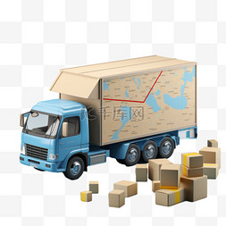 货车装卸图片_货物卡通绘画运输货车免扣元素装
