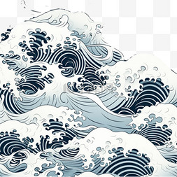 传统海水图片_东方波浪无缝背景。线条艺术矢量