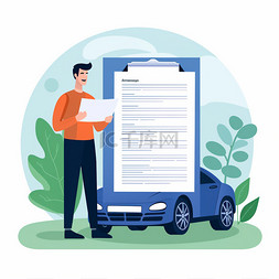 汽车保险标志图片_手里拿着保险单和汽车家庭汽车保