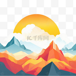 色彩场景图片_插图的山色和天空色彩鲜艳。