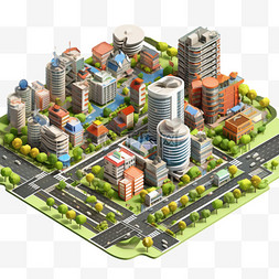 建模城市图片_城市建模等距模型免扣元素装饰素