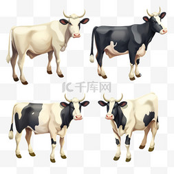 奶牛动物牲畜合集免扣元素装饰素
