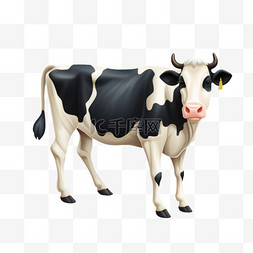 动物图案装饰图片_奶牛3d动物牲畜免扣元素装饰素材