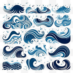 抽象波浪流体线条图片_造型各异的时尚海洋海浪集